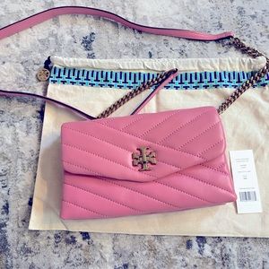 Tory Burch Kira chevron chain wallet